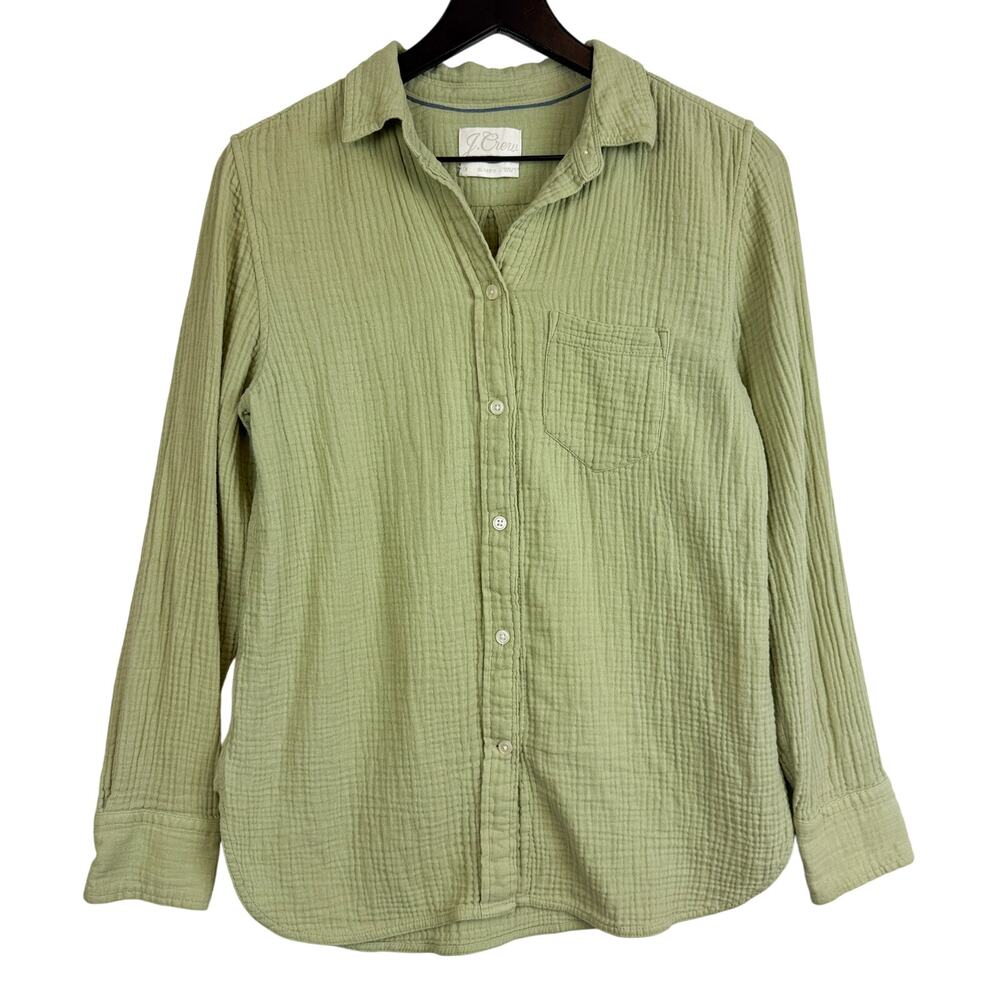 J.Crew Garçon Gauze Button Front Shirt Green AW686 Classic Fit - 2